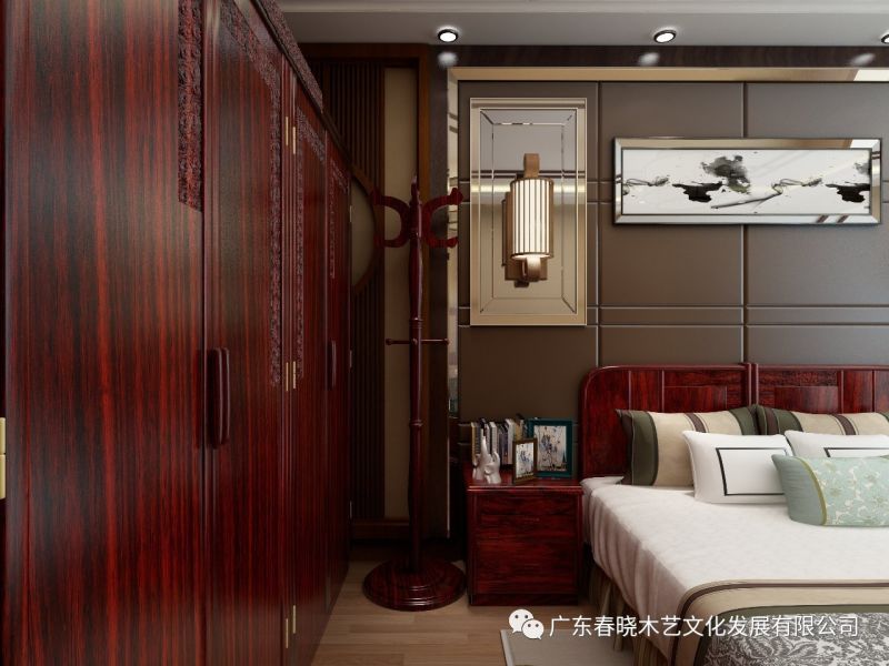 春曉木藝紅木家具全屋定制案例全景賞析——廣州保利天悅凈面積82.16M2居室(圖9) 春曉木藝紅木家具全屋定制案例全景賞析——廣州保利天悅凈面積82.16M2居室(圖9)