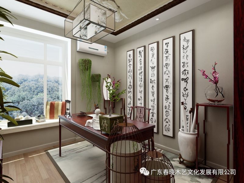 春曉木藝紅木家具全屋定制案例全景賞析——廣州保利天悅凈面積82.16M2居室(圖10) 春曉木藝紅木家具全屋定制案例全景賞析——廣州保利天悅凈面積82.16M2居室(圖10)